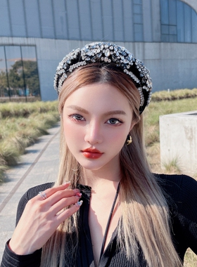 KUKKUU 原创设计优雅轻奢重工钻饰质感晚宴高顶甜美海绵发箍发饰