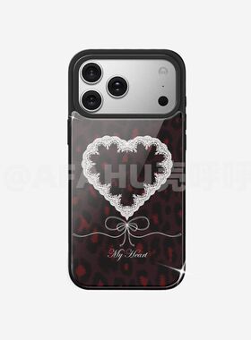 爱心豹纹蝴蝶结iPhone17promax苹果手机壳磁吸防摔保护套16plus防摔15轻奢14/13镜面背板12大孔11高级感ins风