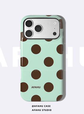 【壳呼呼原创】薄荷可可波点适用iPhone17promax菲林二合一手机壳苹果16p防摔高级15好看14好看13韩系12小众