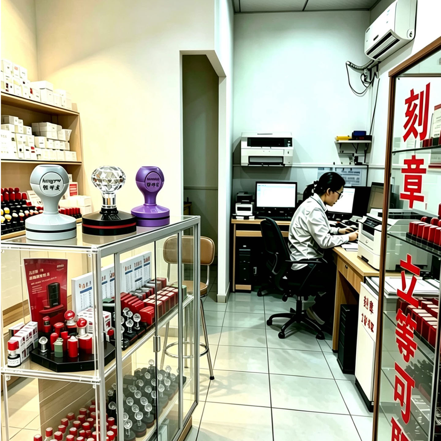 刻章光敏印章圆形椭圆紫色 灰色 发货送货章水晶章盒刻字章印合格