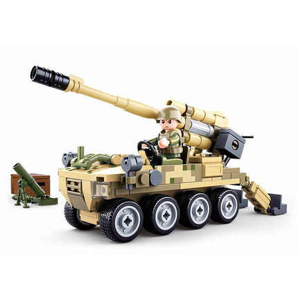 乐高二战经典120轮式自走炮装甲车世界大战益智拼装积木玩具男孩
