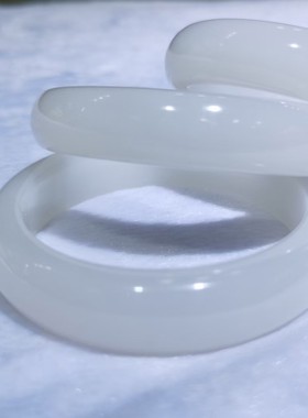 玉石大圈口白冰玉DIY玉石仿古女