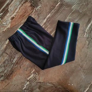 藏蓝色绿白蓝宽条天立学校运动校服裤直筒裤中小学生秋冬加绒加厚