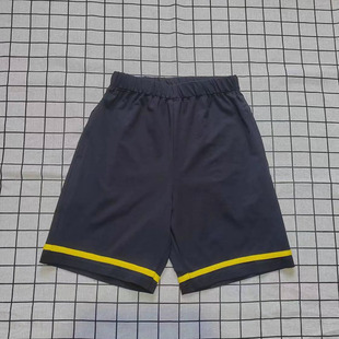 夏季超薄藏蓝色横黄色针织条中小学生运动短裤五分裤校服松紧腰