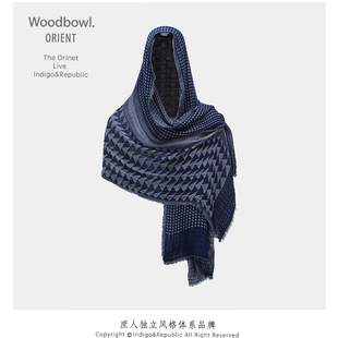 Stole秋冬热门大尺寸蓝染披肩围巾 Knit Woodbowl.2023aw Indigo
