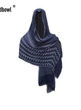 Woodbowl.2023aw Indigo Knit Stole秋冬热门大尺寸蓝染披肩围巾