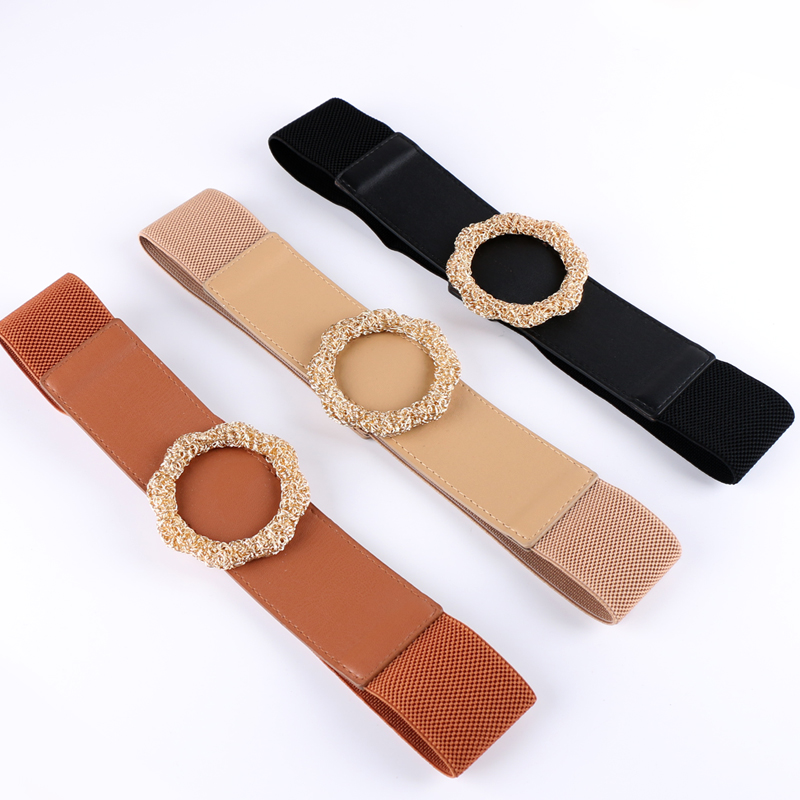 韩版时尚松紧宽腰带女装饰连衣裙