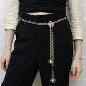 金属花朵腰链女配裙子百搭装 饰连衣裙小香风大码 加长链条腰带配饰