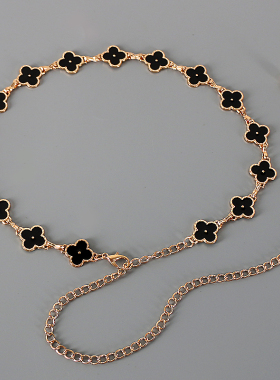 高级感四叶草金属腰链配饰细腰带女装饰配毛衣裙子百搭大码裤链子