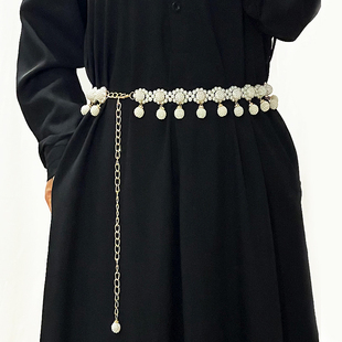 珍珠腰链女配裙子时尚 饰连衣裙加长胖妹妹舞蹈配饰 百搭链条腰带装