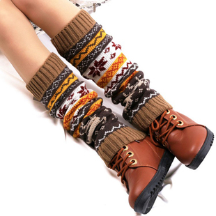 圣诞袜套女韩国堆堆袜秋冬保暖宽松毛线腿套可爱小鹿护腿加厚靴套