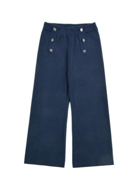 D1804 舒适百搭精致纽扣女童休闲裤子精致宽松直筒裤中大童童装