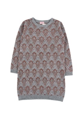 ZK11575 针织衫女童休闲风中长款毛衣复古圆领长袖套头中童儿童