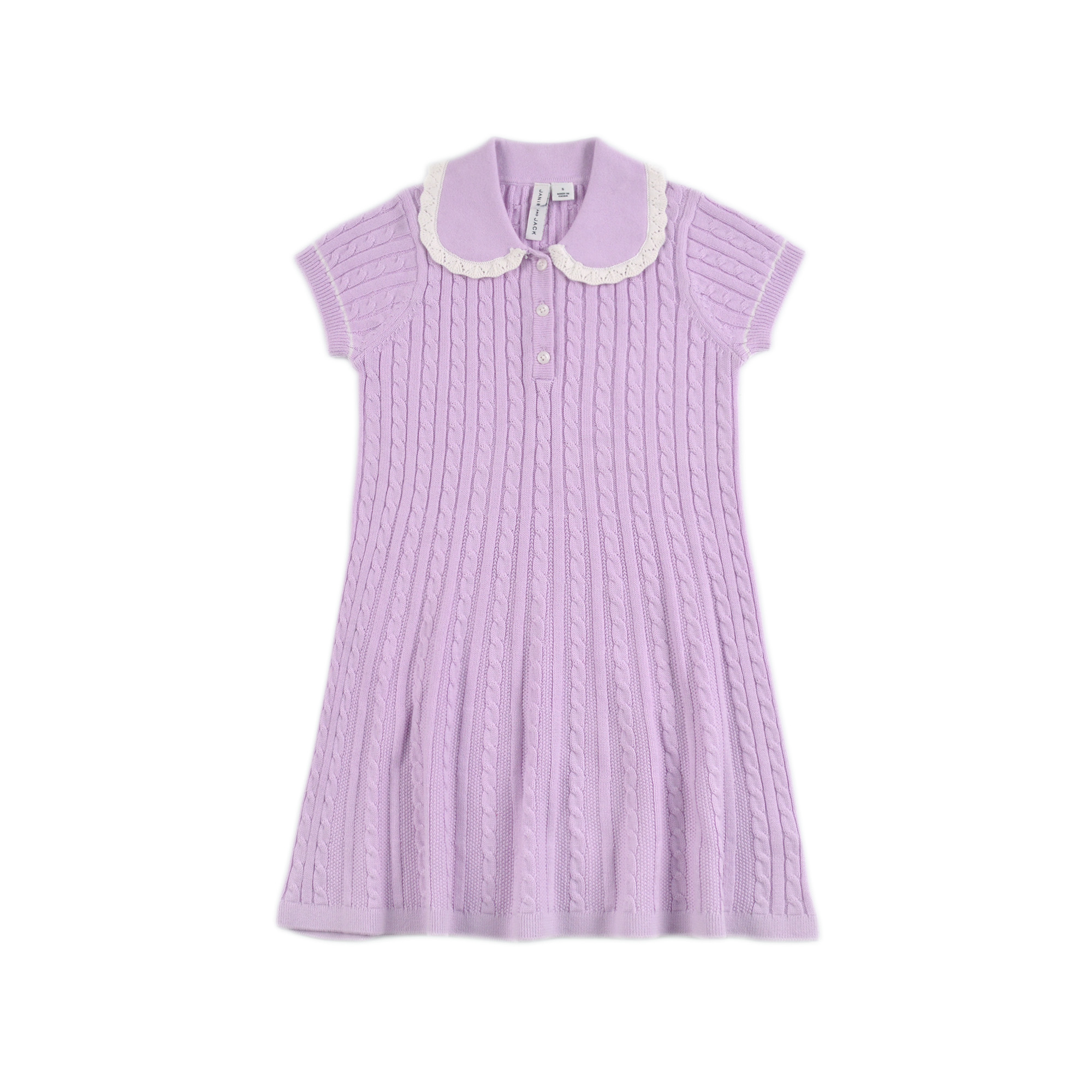 D1676 棉质舒适女童甜美可爱百搭针织衫连衣裙公主裙翻领短袖套头