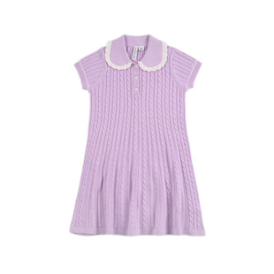 套头 连衣裙公主裙翻领短袖 D1676 棉质舒适女童甜美可爱百搭针织衫