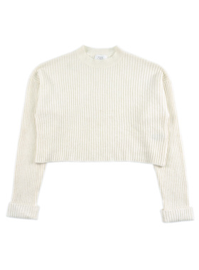 D1532 休闲百搭女童短款时尚针织衫圆领长袖套头毛衣中大童舒适