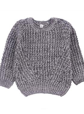 B1561纯色女童秋冬季保暖针织衫加厚毛衣中大童儿童圆领套头线衣