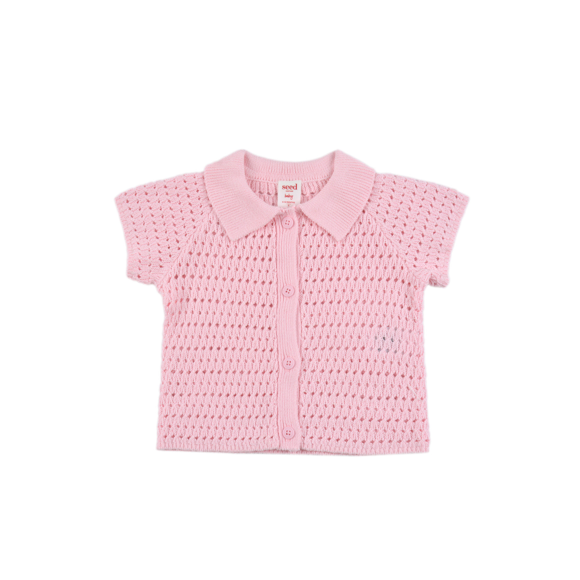 D1357 两色纯棉男女童婴幼儿宝宝新生儿手勾针织衫毛衣舒适短袖