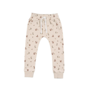 A2600 抽绳松紧腰 有机棉精致印花男女童婴幼儿中小童宝宝休闲卫裤