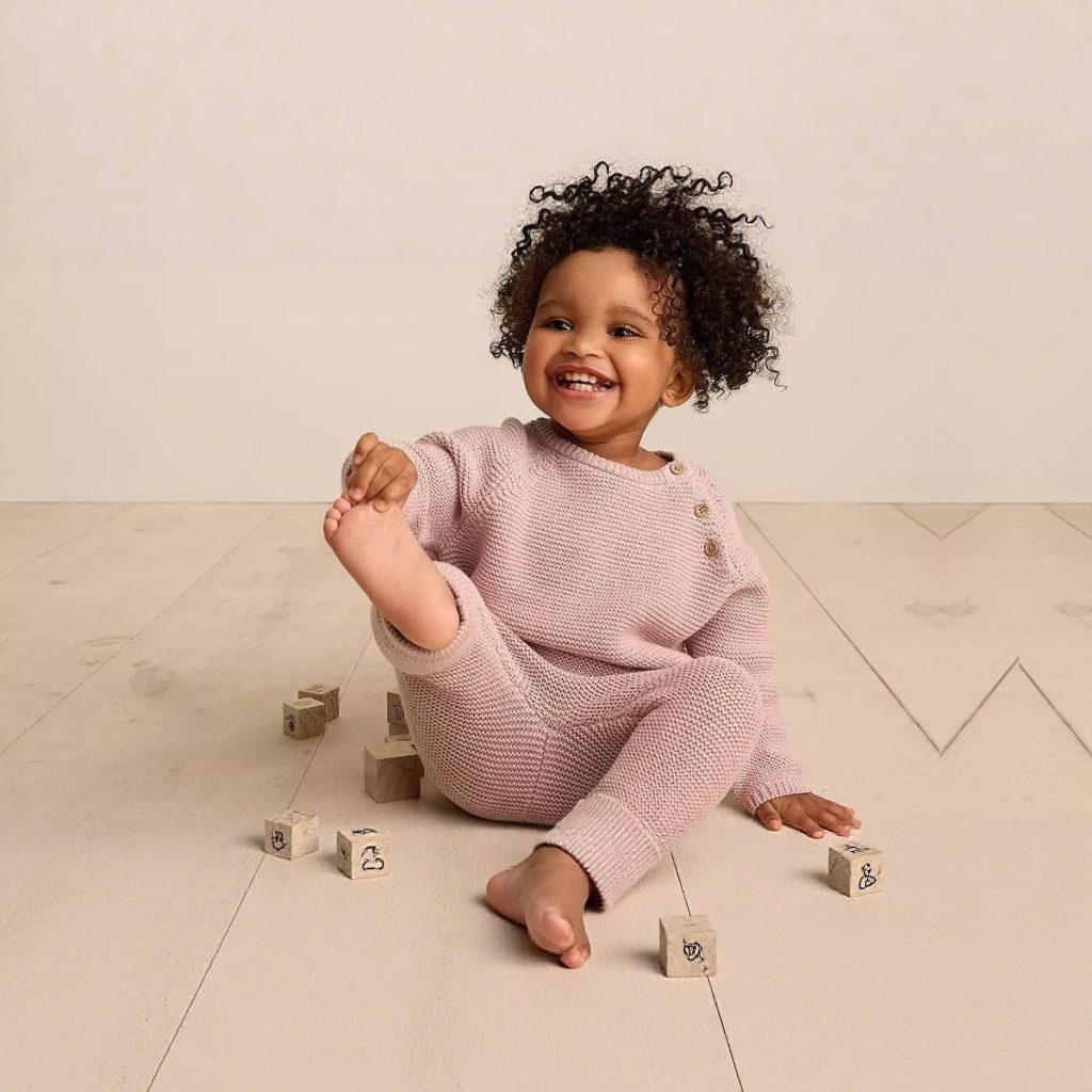 D1478 有机棉婴幼儿男女童宝宝舒适毛衣针织衫圆领长袖套头上衣