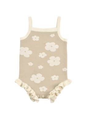 D1480三色 可爱荷叶边 婴幼儿宝宝针织背带连体衣春秋装