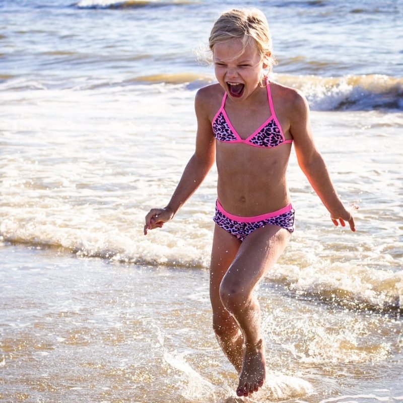 SW52 不退换 豹纹女童分体泳衣裤套装吊带游泳温泉沙滩度假中大童