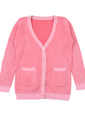 ZK5538包邮女童针织衫秋冬季长袖V领开衫中童儿童保暖毛衣舒适