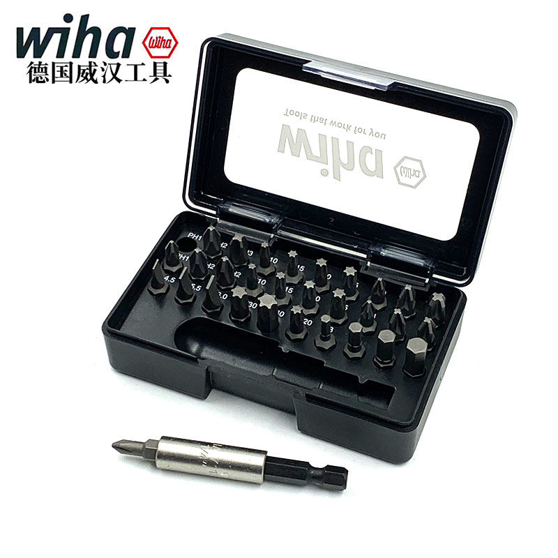 德国wiha威汉进口31件批头套装电动螺丝刀十字一字内六角起子批头