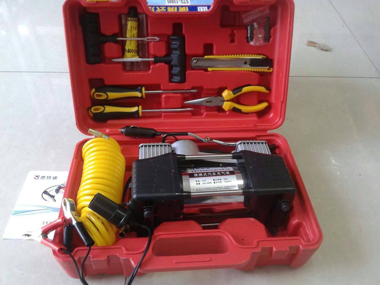 贝斯迪大功率 车载充气泵双缸气泵 便携式12v打气筒双杠数显气泵