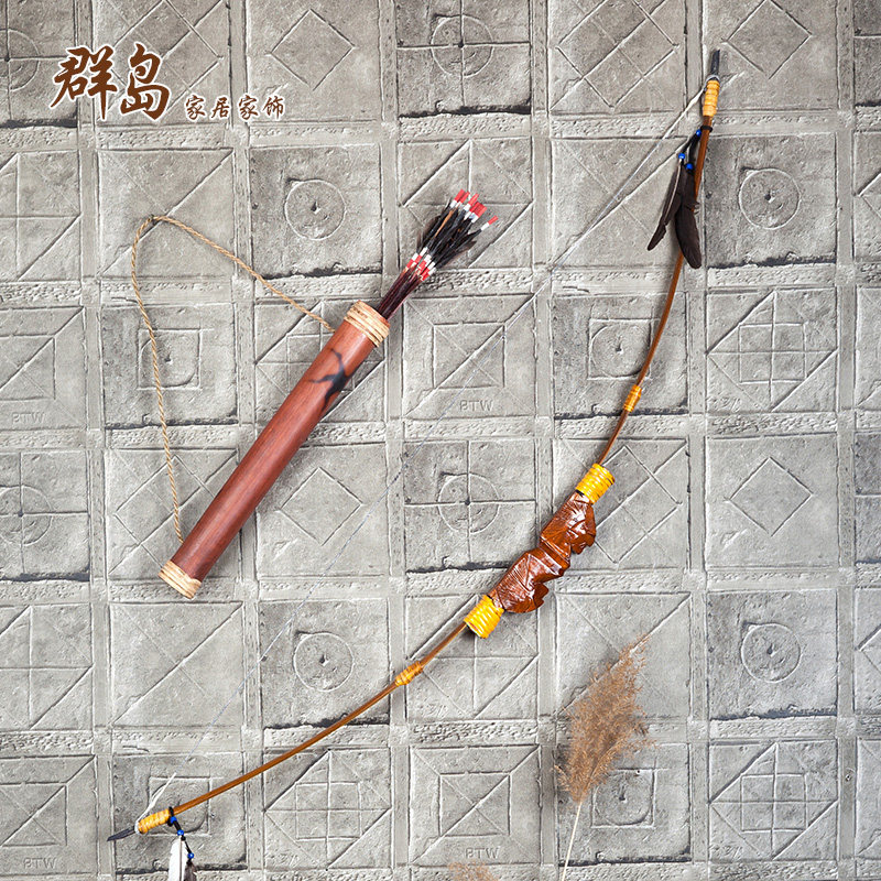Southeast Asia Bow and arrow Pendant Retro decorate Bamboo Wall hanging solid wood Entrance bar Wall decoration American style three-dimensional Wall hangingsin the Home accessories , Mural  category - from Buy2taobao.com to provide professional Taobao agent buy service