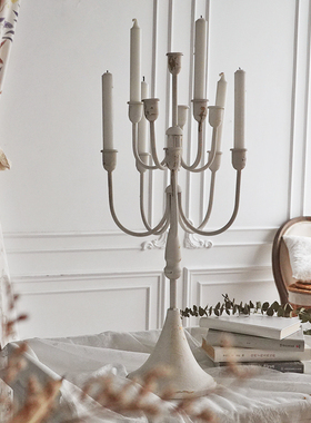 BJ18 欧法式白色复古烛台摆件浪漫烛光晚餐道具婚庆西餐ins装饰