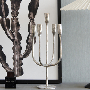 BJ79 现代轻奢风进口金属烛台摆件客厅玄关桌面装饰品样板房摆件