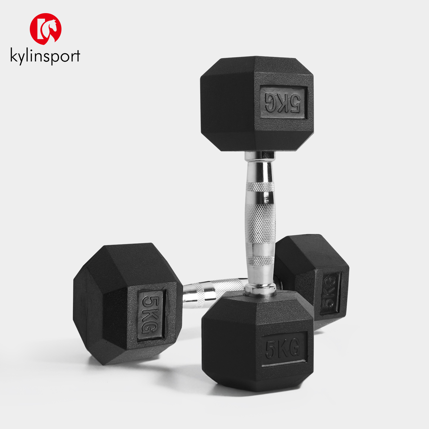 六角哑铃包胶实心铸铁