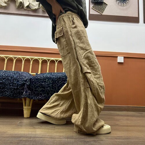 亚麻高腰阔腿显瘦大长腿女裤