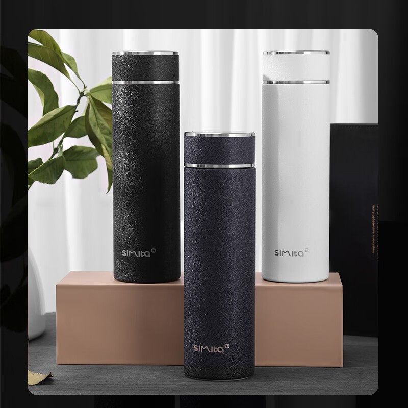 Simita风采纯钛内胆水杯男女商务双层礼品赠礼盒装智能测温保温杯