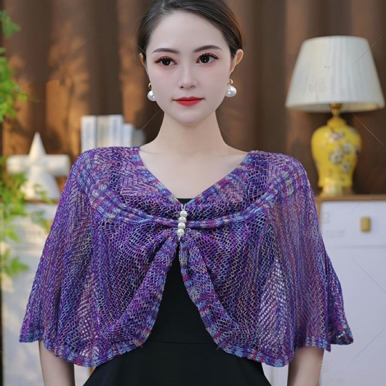 新款百搭针织防晒懒人套头百搭彩色罩衫遮肉护颈椎空调房