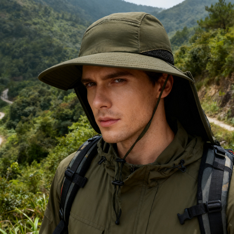 新款帽子男夏季遮阳帽户外爬山太阳帽透气渔夫帽防晒钓鱼帽子