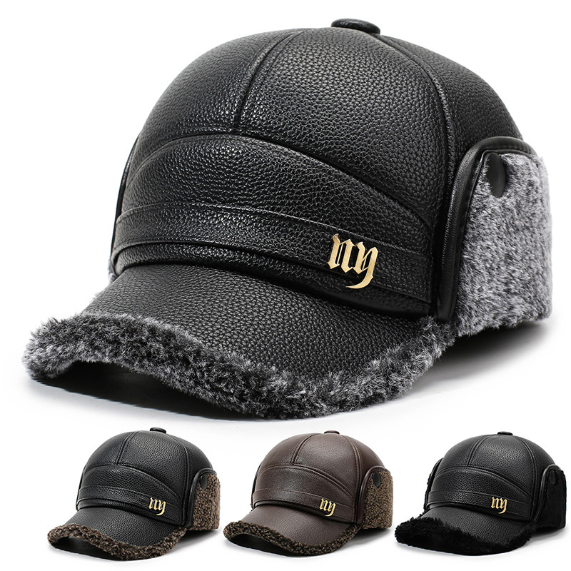 爸爸中老年皮帽子老人棒球帽老年人爷爷老年头帽男士中老年人皮帽