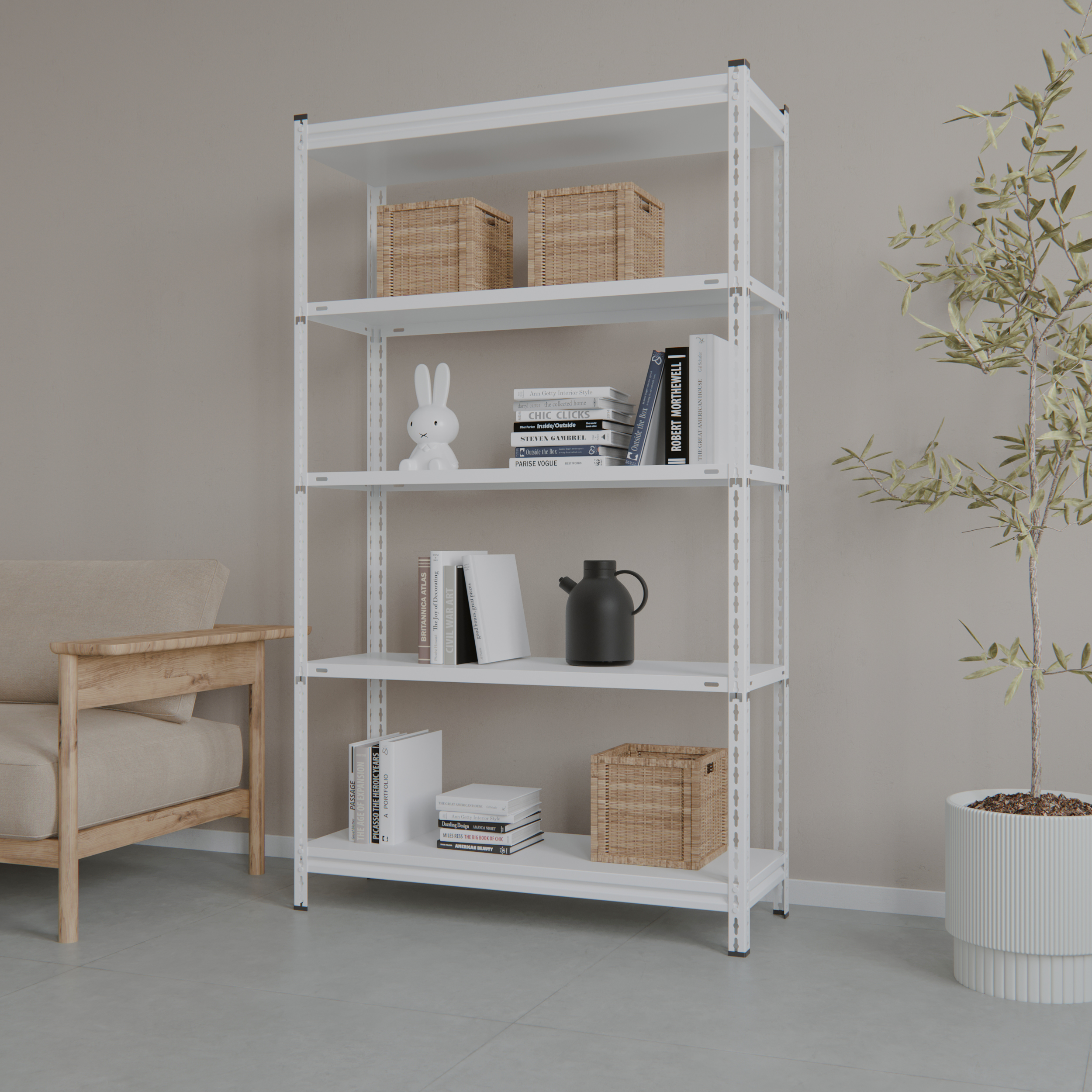 角钢展示阳台落地白色超市置物架