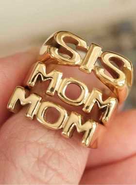 字母戒指钛钢不掉色轻奢高级感不锈钢rings爆款饰品