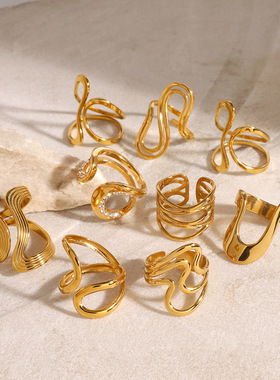 饰品不锈钢夸张戒指高级感ins指环不规则手饰欧美rings女