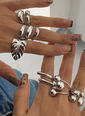 欧美不锈钢几何银色戒指高级感小众指环钛钢手饰品rings