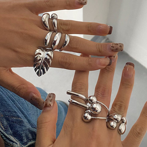 欧美不锈钢几何银色戒指高级感小众指环钛钢手饰品rings