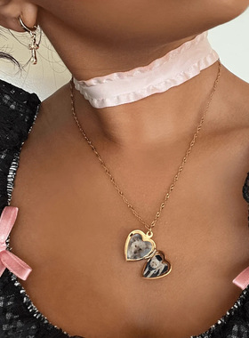 欧美开合钛钢爱心项链轻奢高级感不锈钢饰品不掉色锁骨链