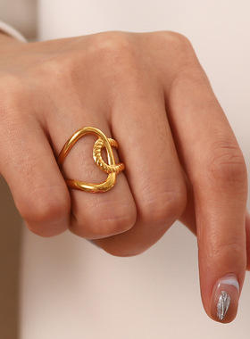 小众设计ins冷淡风镀金钛钢戒指女时尚简约高级感潮流不锈钢戒指