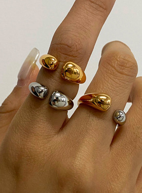 欧美拼色钛钢戒指轻奢高级感不掉色rings不锈钢饰品