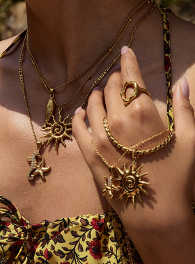 不锈钢度假饰品钛钢项链轻奢高级感锁骨链欧美挂脖配饰女