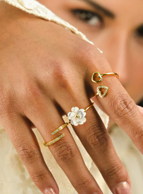欧美不锈钢花朵戒指女小众设计指环钛钢手饰品rings
