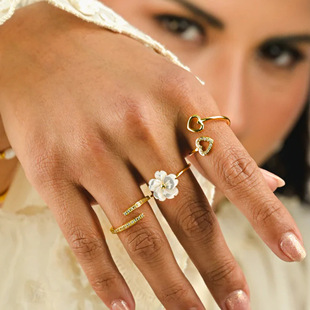 欧美不锈钢花朵戒指女小众设计指环钛钢手饰品rings