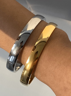 欧美不锈钢素圈手镯高版本圆环镯子钛钢手饰饰品bracelet